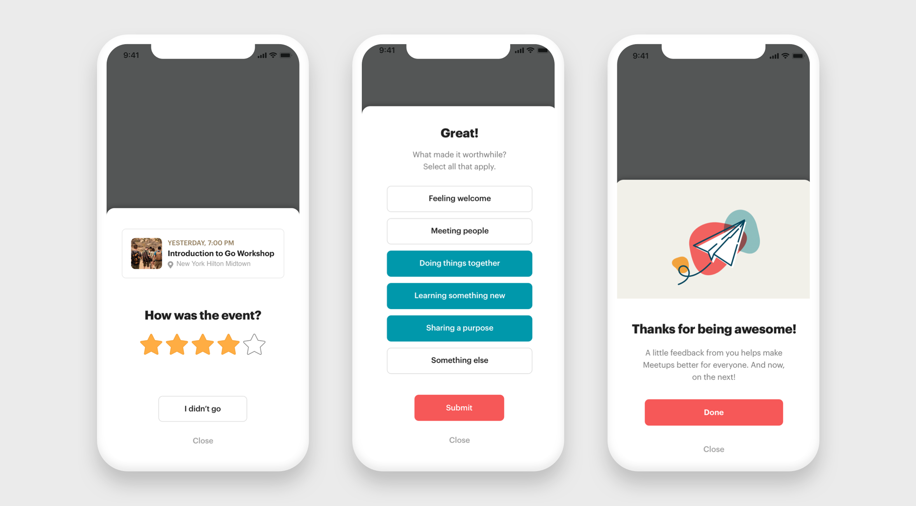 Post event feedback flow