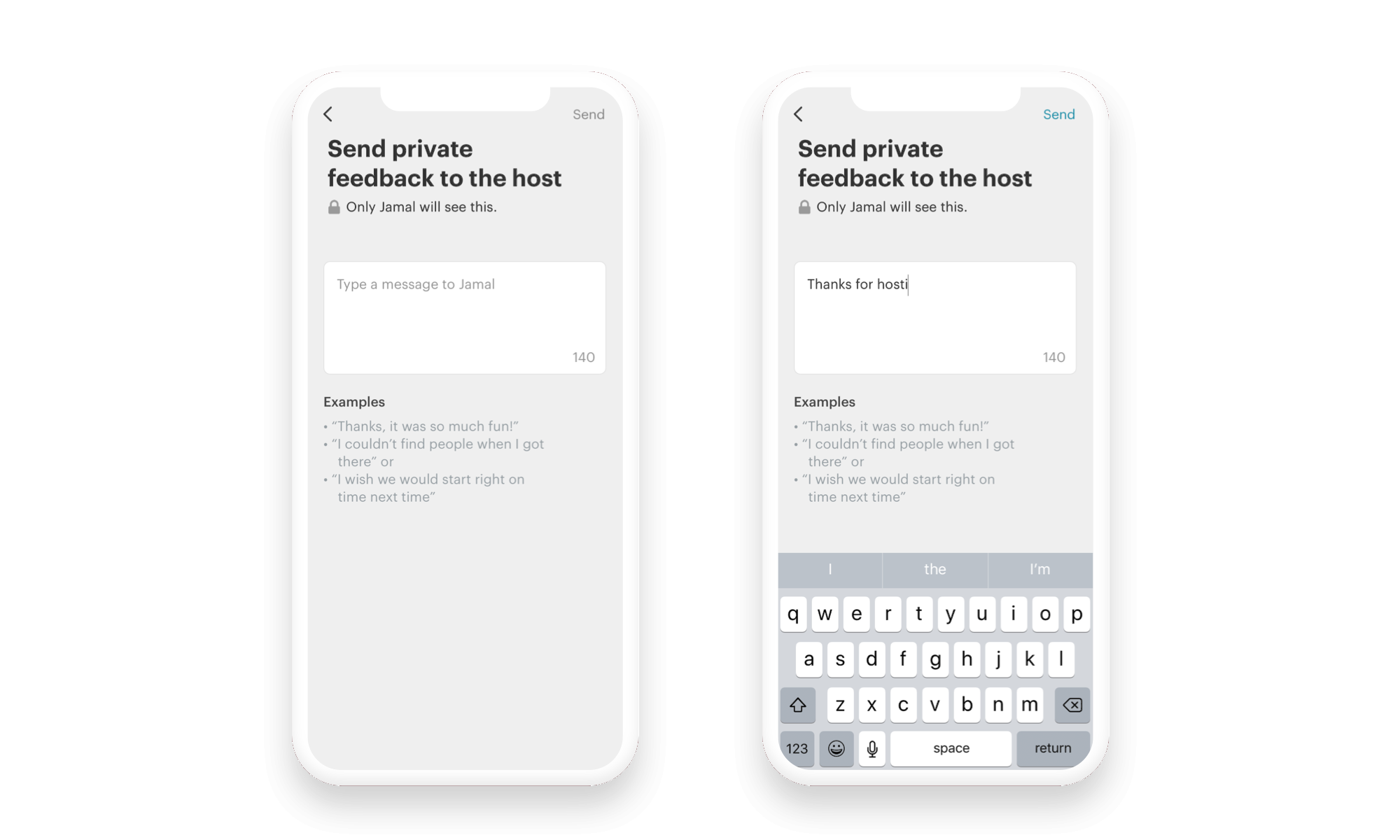 Private feedback to host