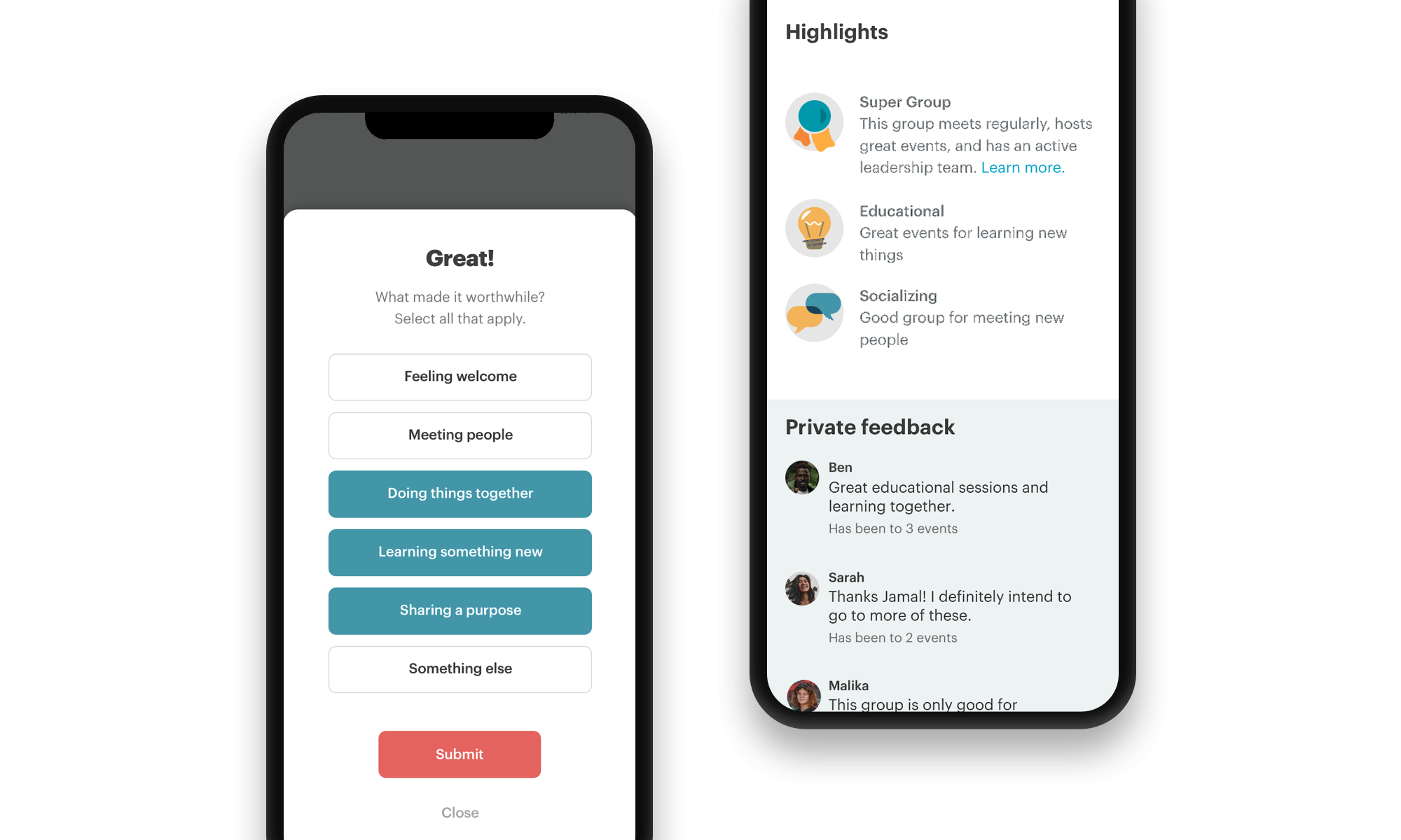 Private feedback detail