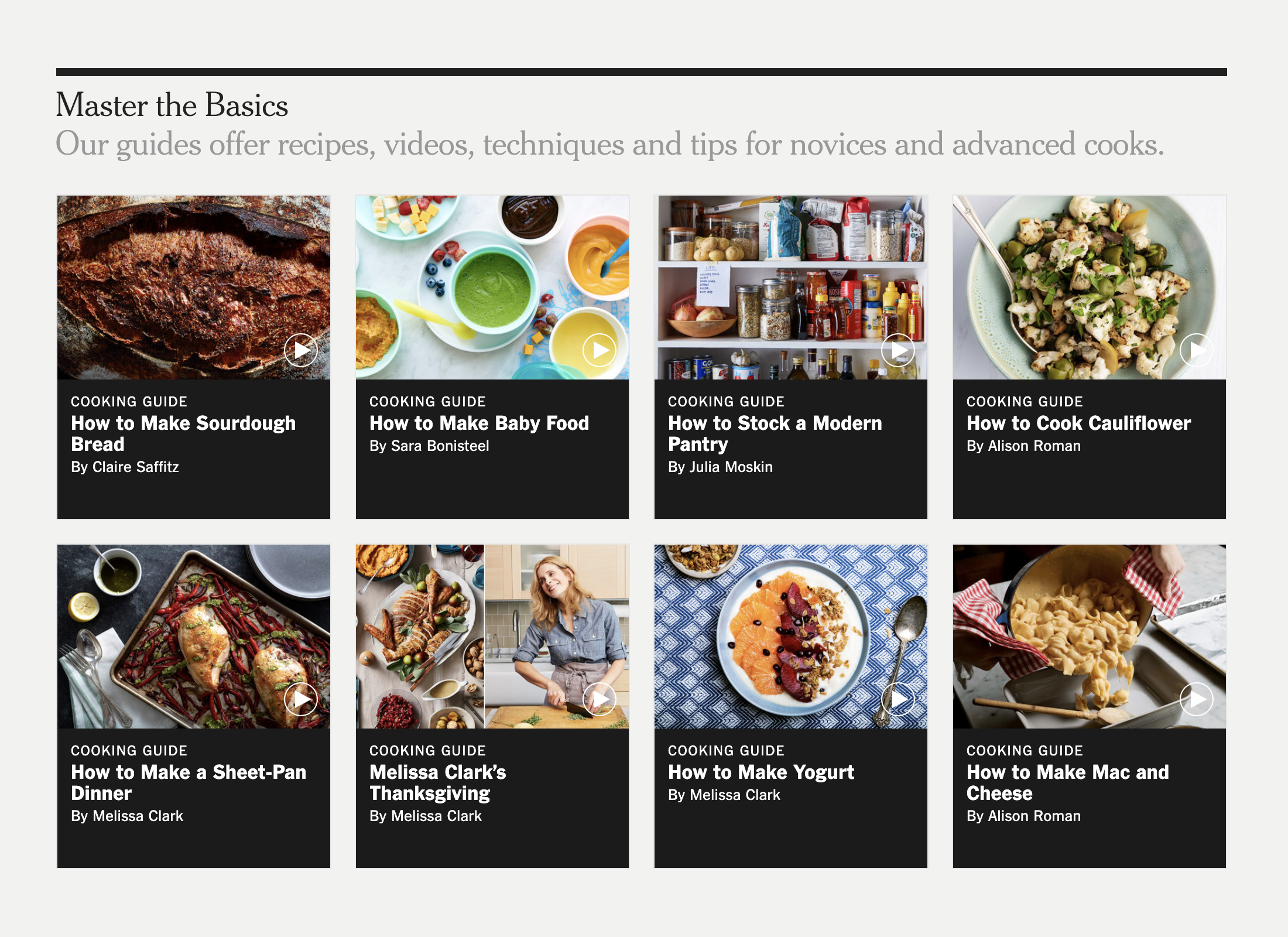 Cooking guides for foundational skills